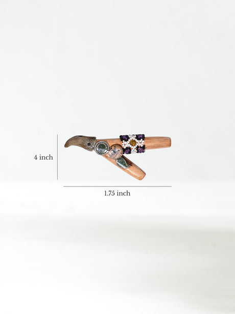 Kuripe Pipe with Stone Inlay Palo Santo Dimension | si0527