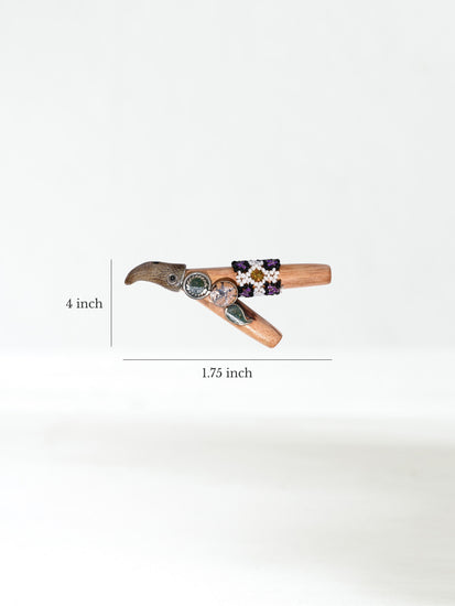 Kuripe Pipe with Stone Inlay Palo Santo Dimension | si0527