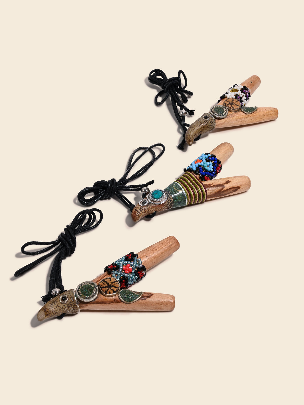 Eagle Kuripe Pipe with Stone Inlay