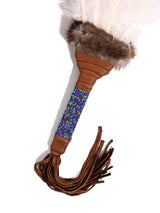 Sacred Prayer Feather Fan with Beaded Handle - Brown - Brown Tipped Feathers 1 | si0572-Brn-Tipped-Feathers