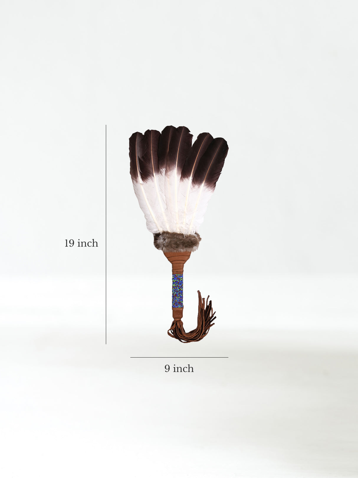 Sacred Prayer Feather Fan with Beaded Handle - Brown - Brown Tipped Feathers 2 | si0572-Brn-Tipped-Feathers