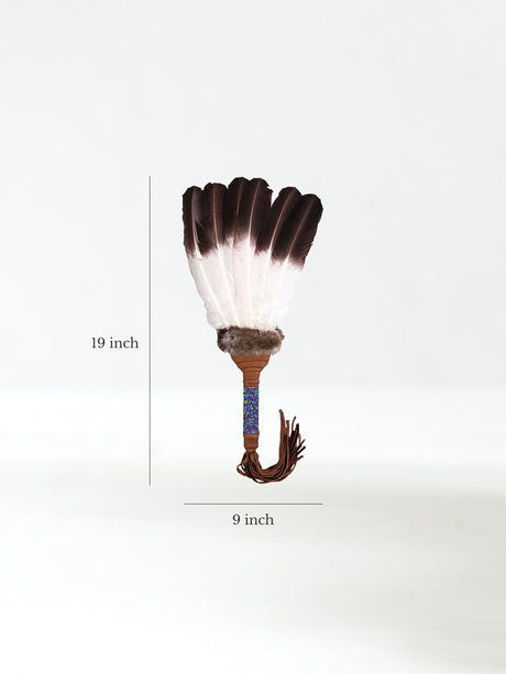 Sacred Prayer Feather Fan with Beaded Handle - Brown - Brown Tipped Feathers 2 | si0572-Brn-Tipped-Feathers