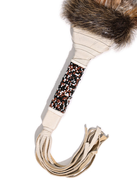 Sacred Prayer Feather Fan with Beaded Handle - Cream - Brown Feathers 1 | si0572-Cream-Brown