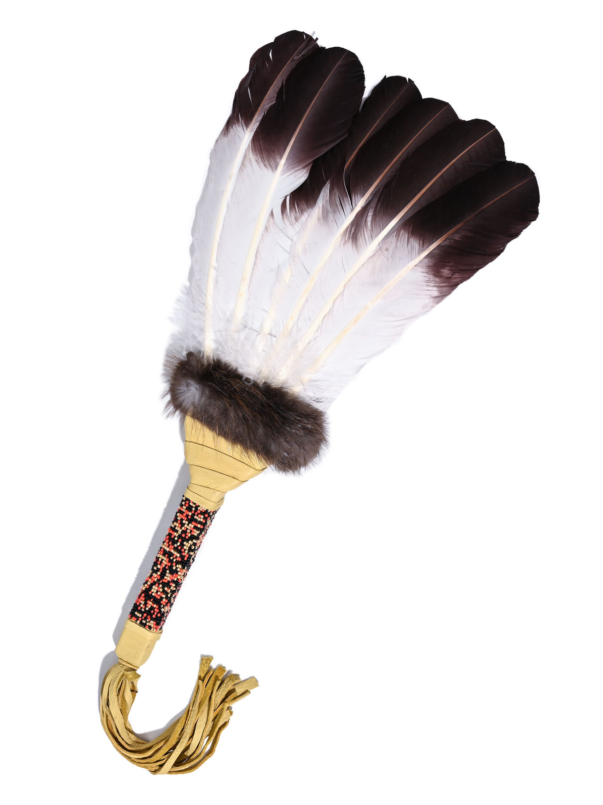 Sacred Prayer Feather Fan with Beaded Handle