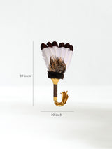 Sacred Prayer Feather Fan with Beaded Handle - Gold - Red Tipped Feathers 2 | si0572-Gld-Red-Tipped