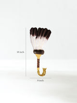 Sacred Prayer Feather Fan with Beaded Handle - Gold Red Tipped Feathers Dimension | si0572-Gld-Red-Tipped