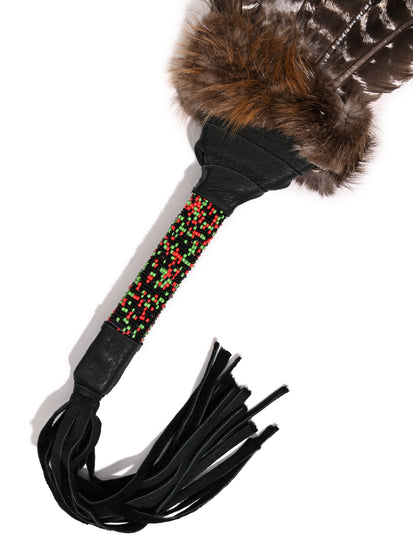 Sacred Prayer Feather Fan with Beaded Handle | si0572-Green
