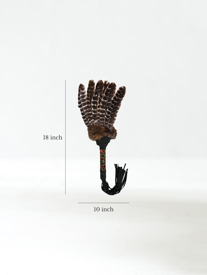 Sacred Prayer Feather Fan with Beaded Handle Dimension | si0572-Green