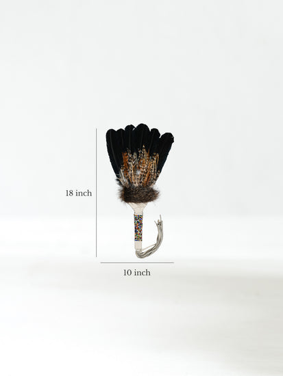 Sacred Prayer Feather Fan with Beaded Handle Dimension | si0572-Natural-Multi-Handle