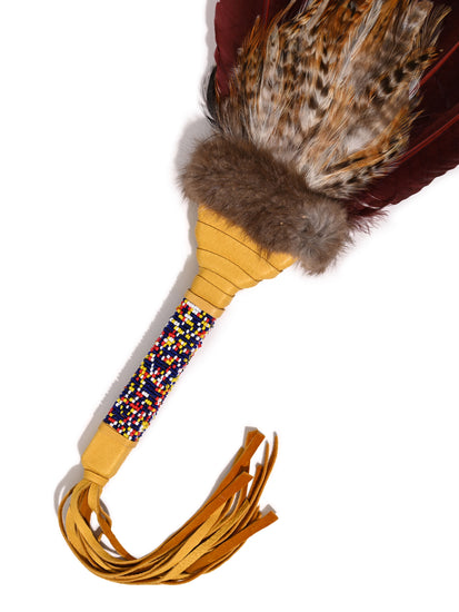 Sacred Prayer Feather Fan with Beaded Handle | si0572-Natural