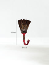 Sacred Prayer Feather Fan with Beaded Handle - Red Barred Feather Dimension | si0572-red