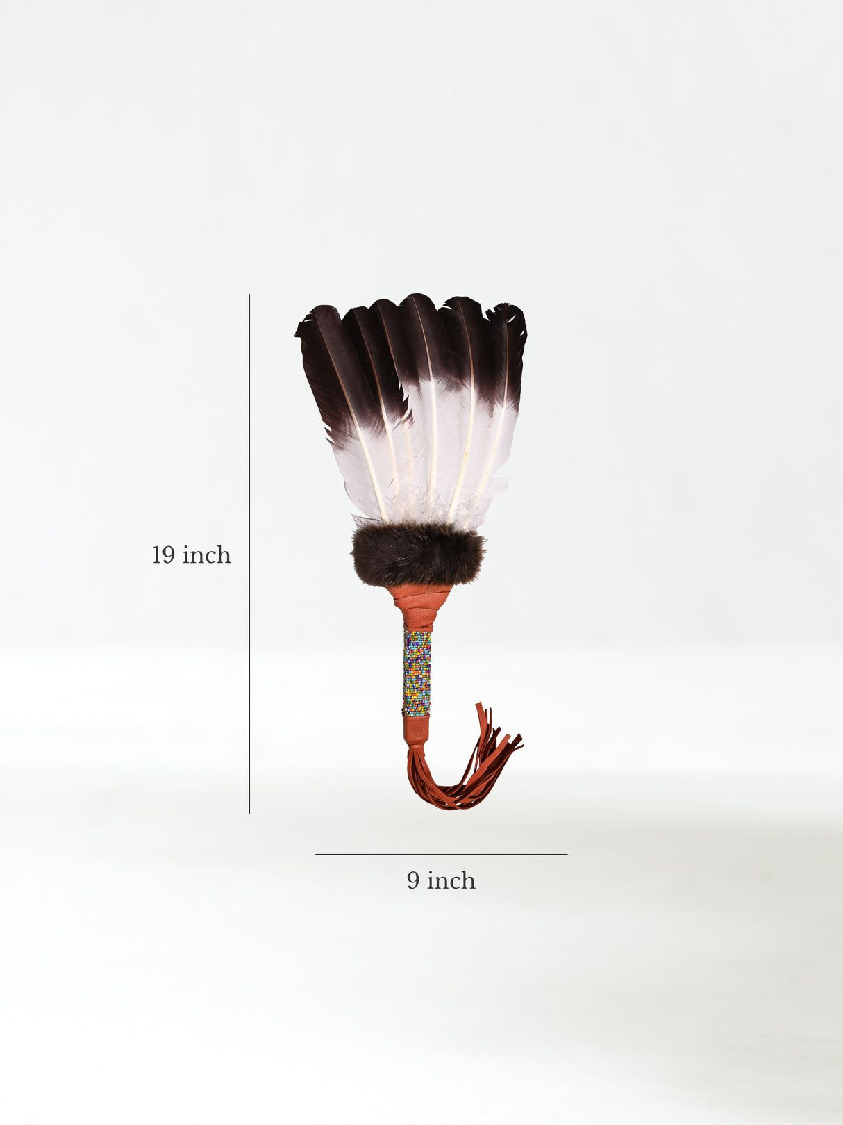 Sacred Prayer Feather Fan with Beaded Handle - Sienna - Brown Tipped Feathers 2 | si0572-Sienna-Brown