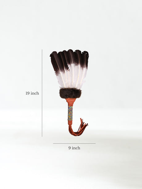 Sacred Prayer Feather Fan with Beaded Handle - Sienna - Brown Tipped Feathers 2 | si0572-Sienna-Brown