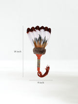 Sacred Prayer Feather Fan with Beaded Handle - Sienna - Red Tipped Feathers 2 | si0572-Sienna
