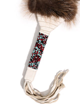 Sacred Prayer Feather Fan with Beaded Handle | si0572-Wht-Barred