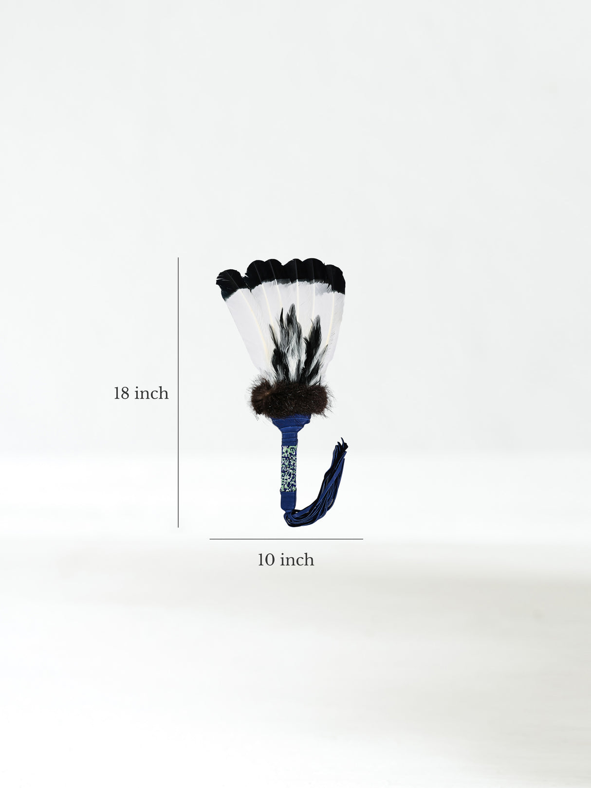 Sacred Prayer Feather Fan with Beaded Handle Dimension | si0572-Navy