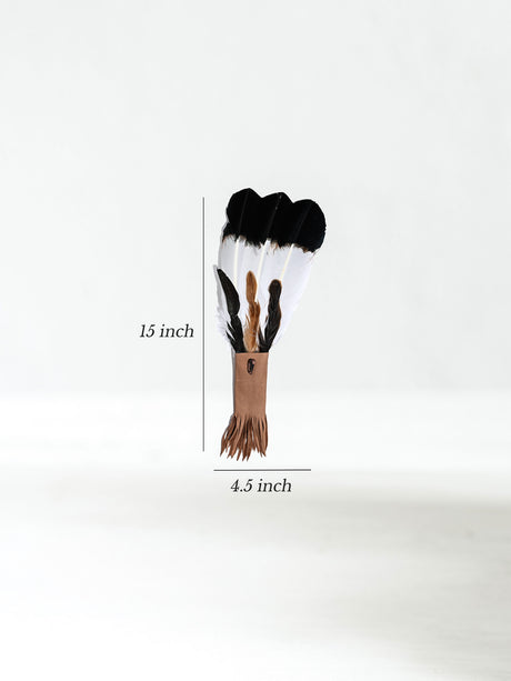 Medicine Man Prayer Fan - Brown-Dark-Tipped-Feathers Dimensions | si0575-Brown-Dark-Tipped-Feathers