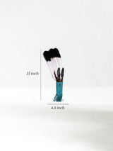 Medicine Man Prayer Fan - Turquoise-Dark-Tipped-Feather Dimensions | si0575-Turquoise-Dark-Tipped-Feathers