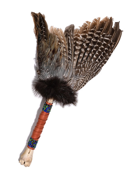 Spirit Prayer Fan with Bone Handle - Brown | si0578-brown
