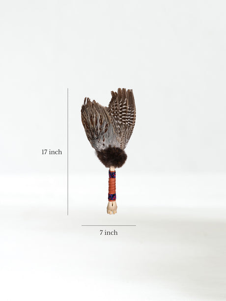 Spirit Prayer Fan with Bone Handle - Brown Dimension | si0578-Brown