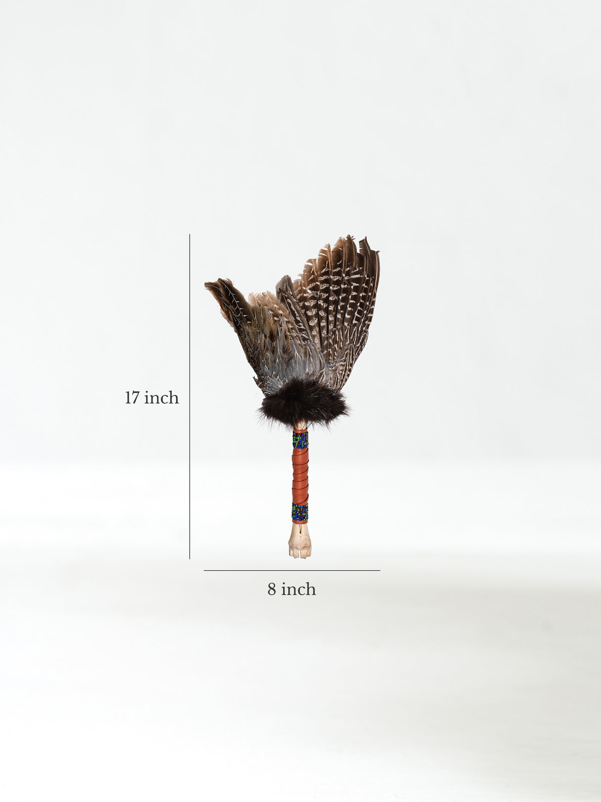 Spirit Prayer Fan with Bone Handle - Brown Dimension | si0578-Brown