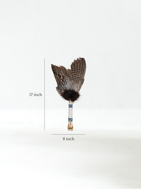 Spirit Prayer Fan with Bone Handle - Cream Dimension | si0578-Cream