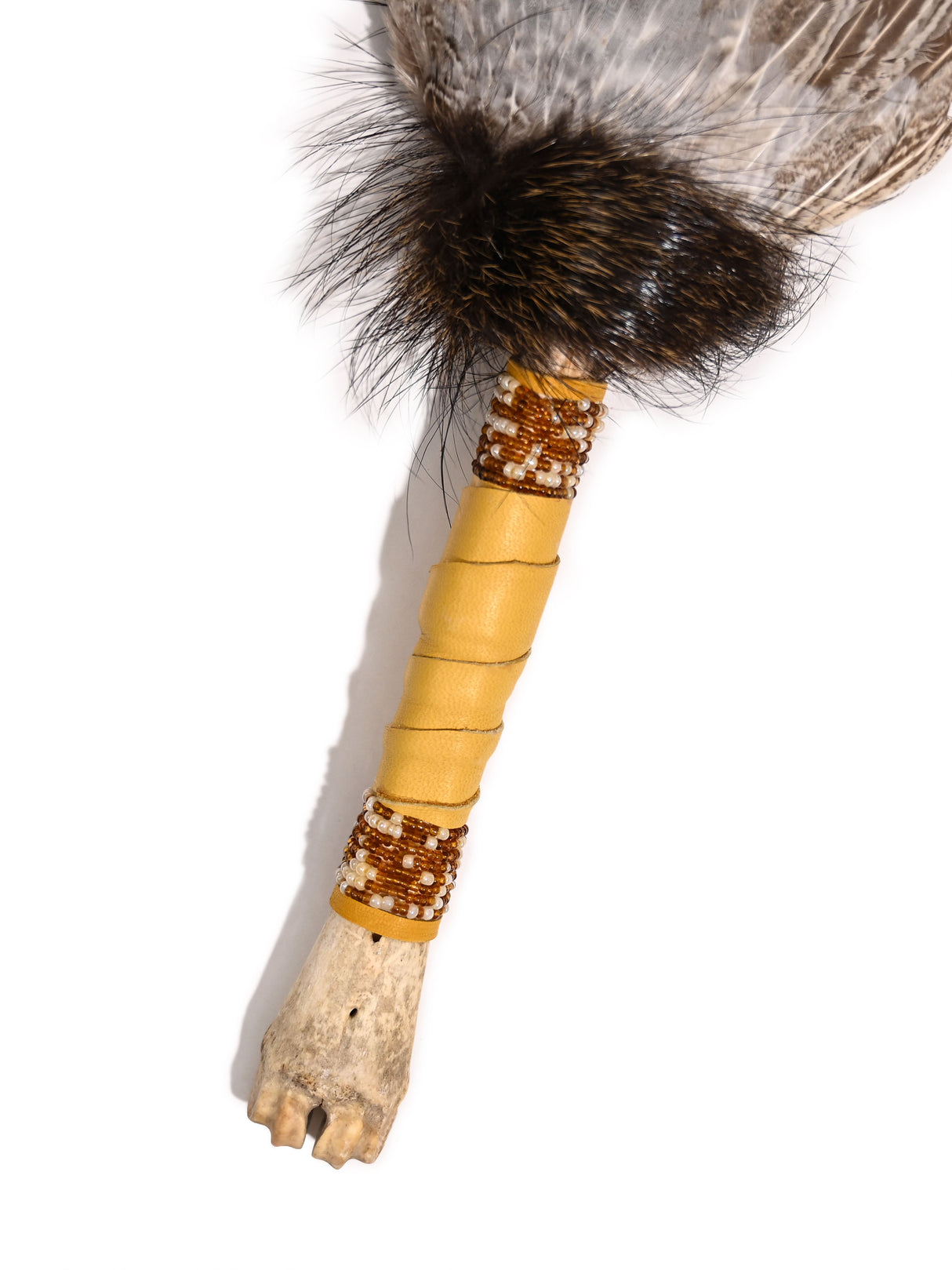 Spirit Prayer Fan with Bone Handle - Gold 1 | si0578-Gold