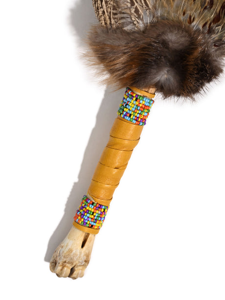 Spirit Prayer Fan with Bone Handle - Gold 1 | si0578-Gold
