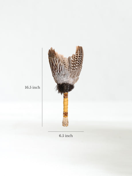 Spirit Prayer Fan with Bone Handle Dimension | si0578-Gold