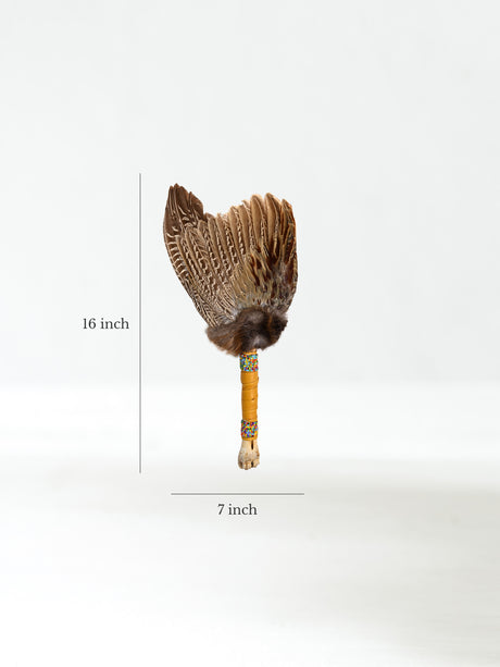 Spirit Prayer Fan with Bone Handle - Gold Dimension | si0578-Gold