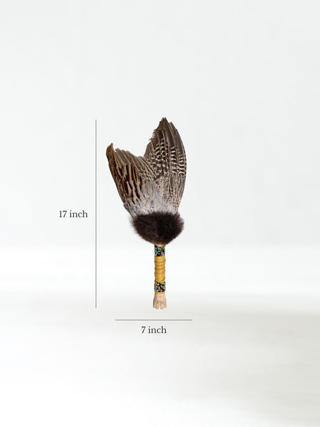 Spirit Prayer Fan with Bone Handle - Gold Dimension | si0578-Gold
