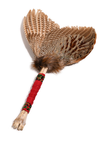 Spirit Prayer Fan with Bone Handle | si0578-Red