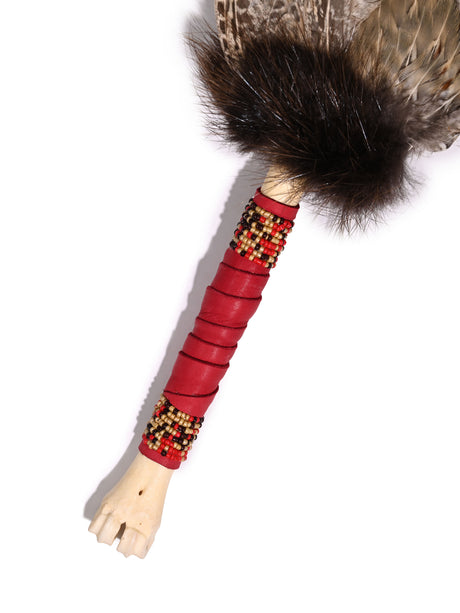 Spirit Prayer Fan with Bone Handle - Red 1 | si0578-Red
