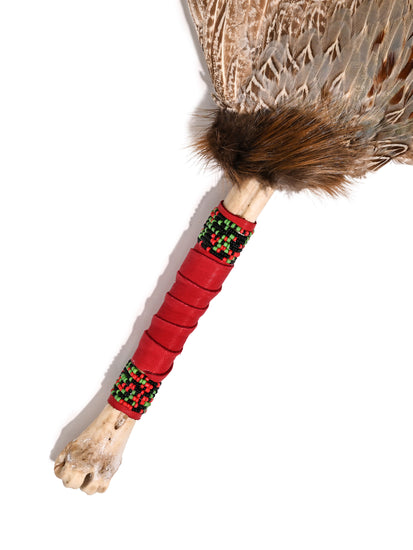 Spirit Prayer Fan with Bone Handle 1 | si0578-Red