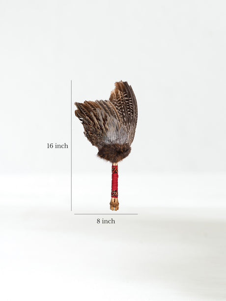 Spirit Prayer Fan with Bone Handle - Red Dimension | si0578-Red