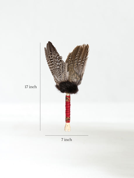 Spirit Prayer Fan with Bone Handle - Red Dimension | si0578-Red