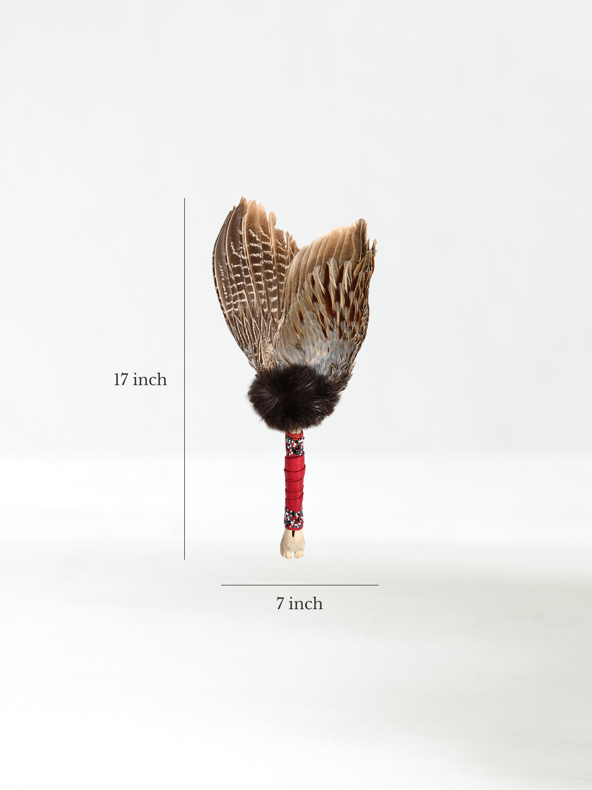 Spirit Prayer Fan with Bone Handle - Red Dimension | si0578-Red