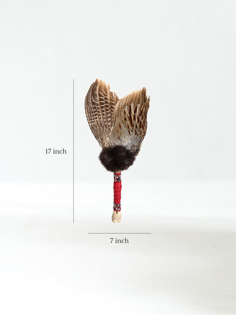 Spirit Prayer Fan with Bone Handle - Red Dimension | si0578-Red