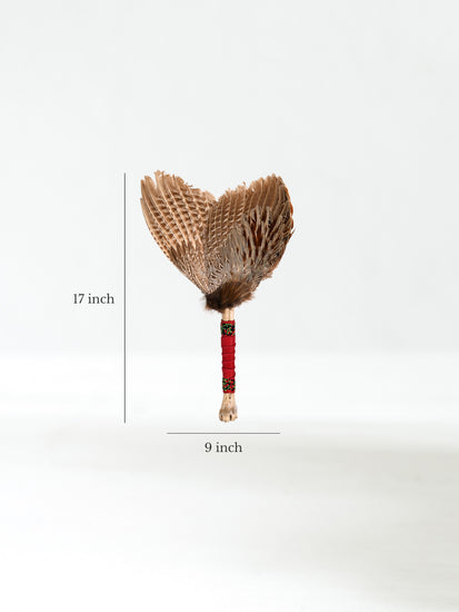 Spirit Prayer Fan with Bone Handle Dimension | si0578-Red