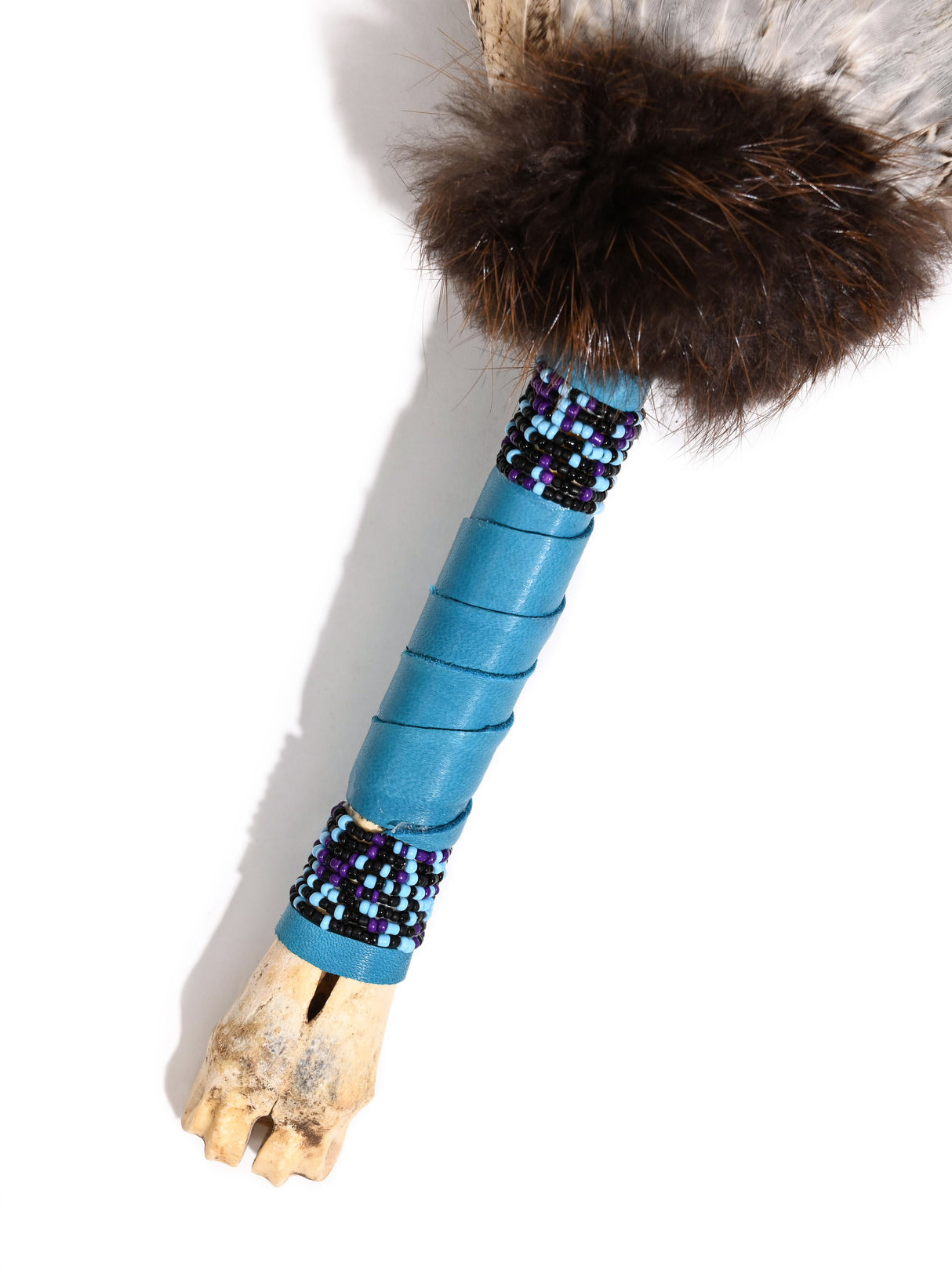 Spirit Prayer Fan with Bone Handle - Teal 1 | si0578-Teal
