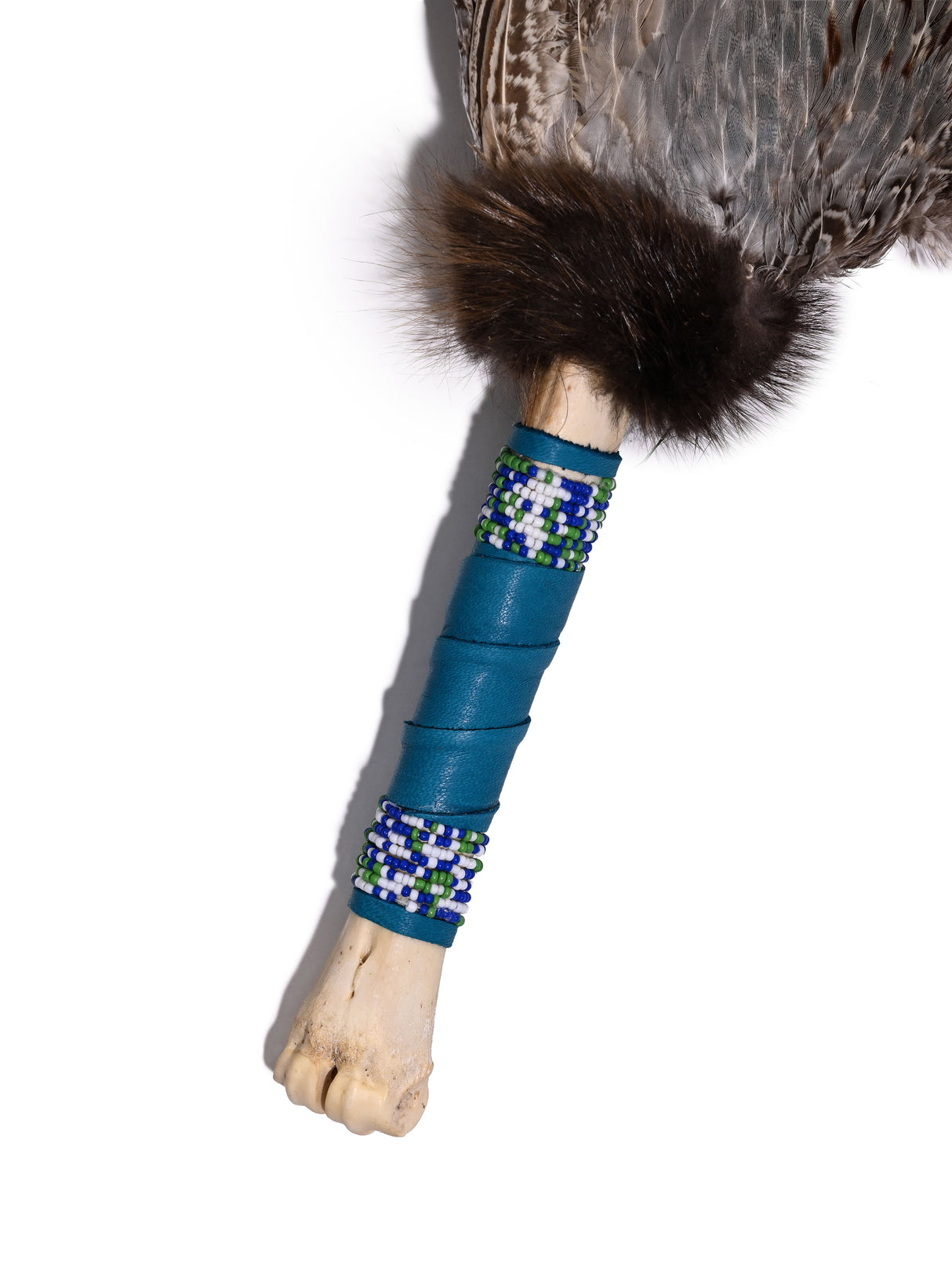 Spirit Prayer Fan with Bone Handle - Teal 1 | si0578-Teal