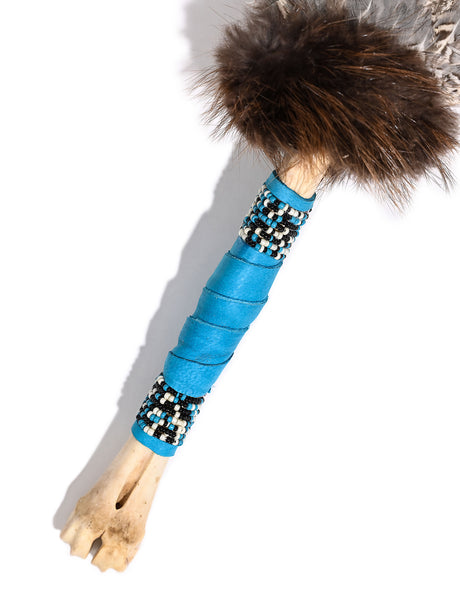 Spirit Prayer Fan with Bone Handle - Teal 1 | si0578-Teal