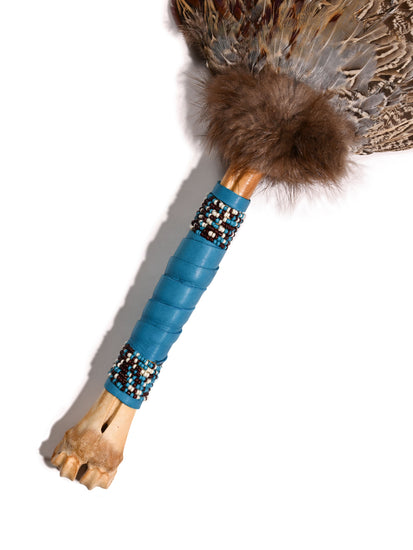 Spirit Prayer Fan with Bone Handle 1 | si0578-Teal