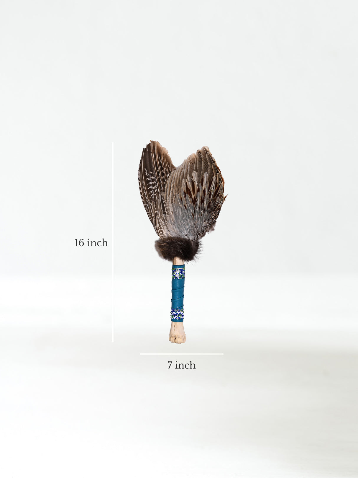 Spirit Prayer Fan with Bone Handle - Teal Dimension | si0578-Teal