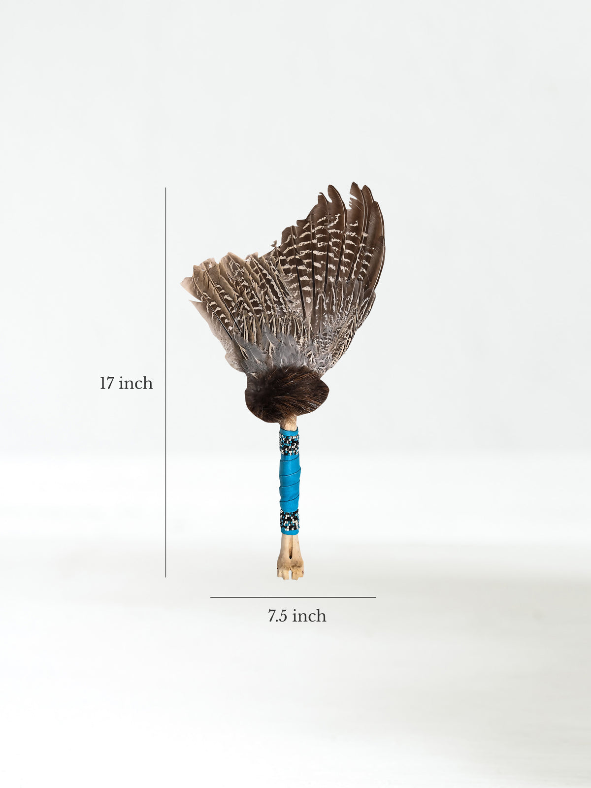 Spirit Prayer Fan with Bone Handle - Teal Dimension | si0578-Teal