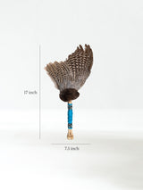 Spirit Prayer Fan with Bone Handle - Teal Dimension | si0578-Teal