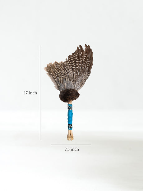 Spirit Prayer Fan with Bone Handle - Teal Dimension | si0578-Teal