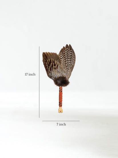 Spirit Prayer Fan with Bone Handle Dimension | si0578-Brown