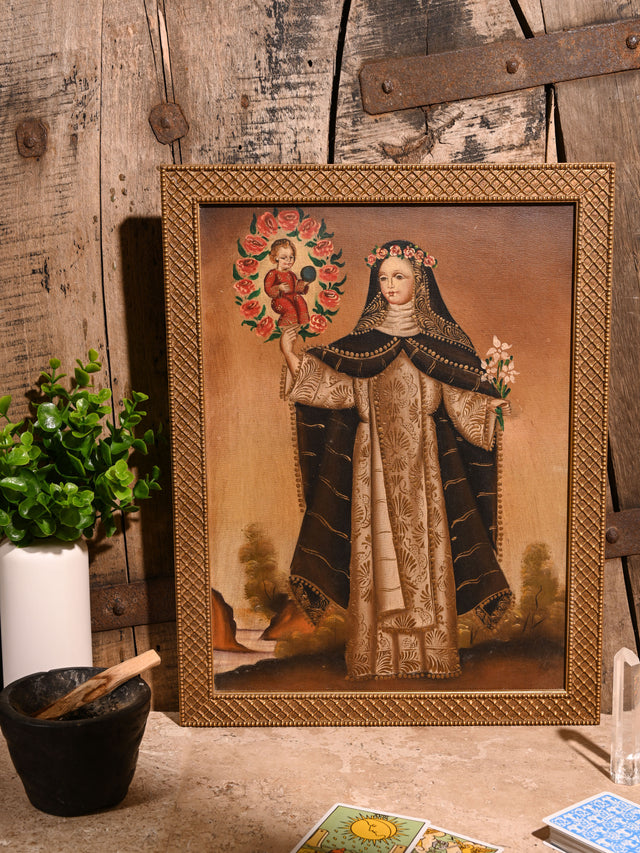 Vintage St. Rose of Lima Cuzco School Painting | sipc02