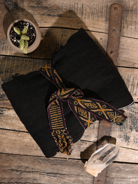 Chincheros Handwoven Chumpi Belt LS | tx0053-Sienna Black